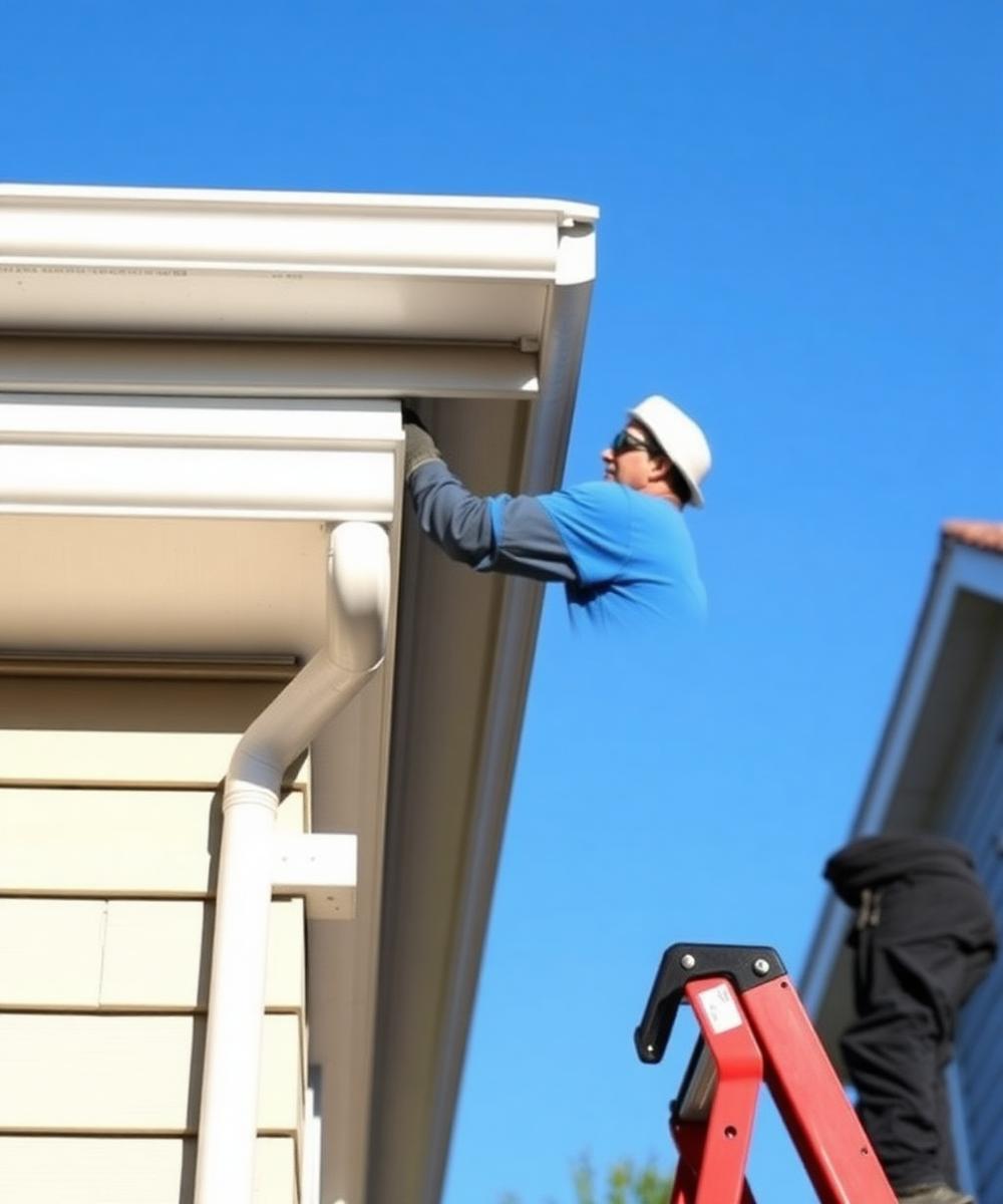 Seamless gutter installation on a Pikesville MD home